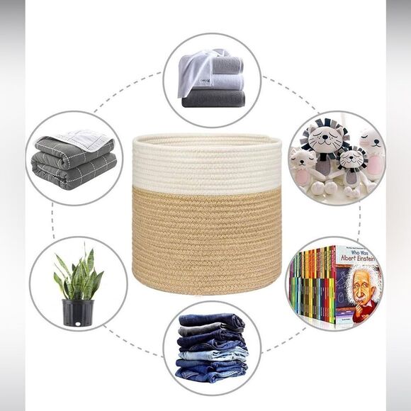 🆕Set of 4 Baskets White Seagrass & Rope - Picture 6 of 9